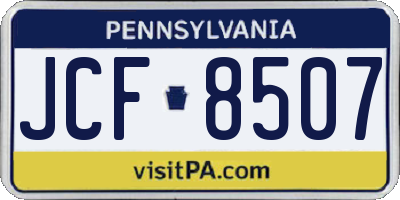 PA license plate JCF8507