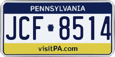 PA license plate JCF8514