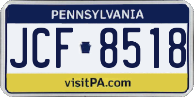 PA license plate JCF8518