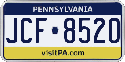 PA license plate JCF8520