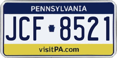 PA license plate JCF8521