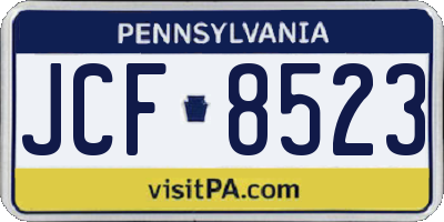 PA license plate JCF8523