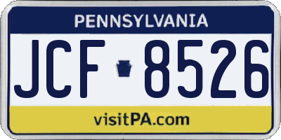 PA license plate JCF8526