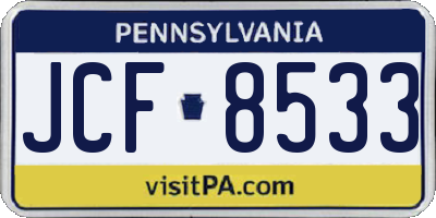 PA license plate JCF8533