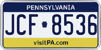 PA license plate JCF8536