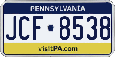 PA license plate JCF8538