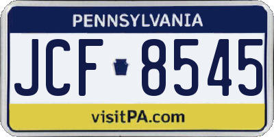 PA license plate JCF8545
