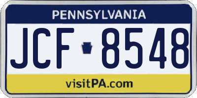 PA license plate JCF8548