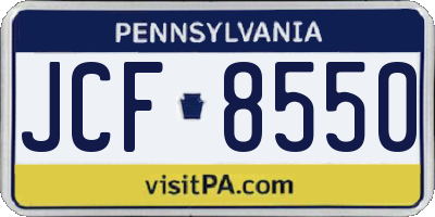 PA license plate JCF8550