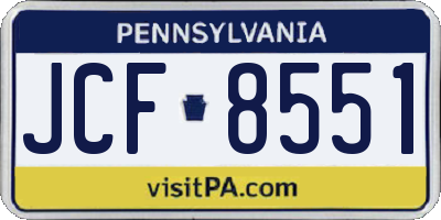 PA license plate JCF8551