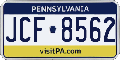 PA license plate JCF8562