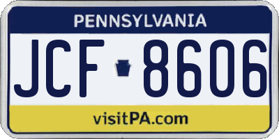 PA license plate JCF8606
