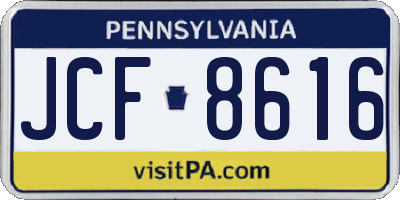 PA license plate JCF8616