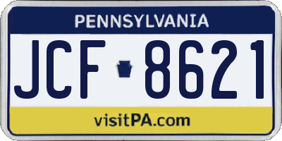 PA license plate JCF8621