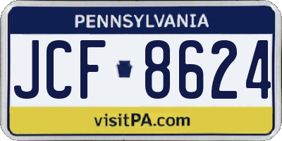 PA license plate JCF8624