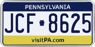 PA license plate JCF8625
