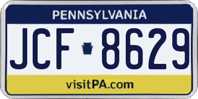 PA license plate JCF8629
