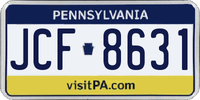 PA license plate JCF8631