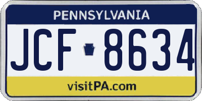 PA license plate JCF8634