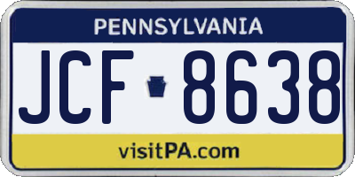 PA license plate JCF8638