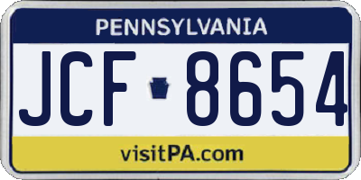 PA license plate JCF8654