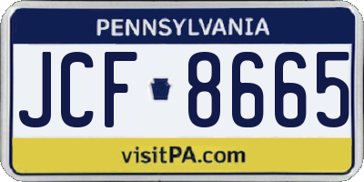 PA license plate JCF8665