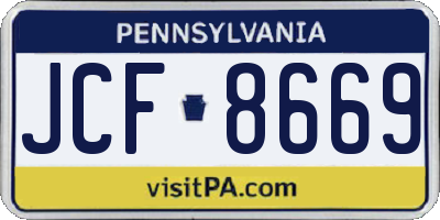 PA license plate JCF8669