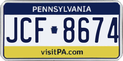 PA license plate JCF8674