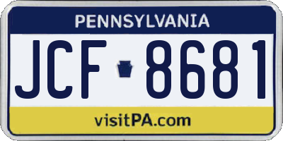 PA license plate JCF8681