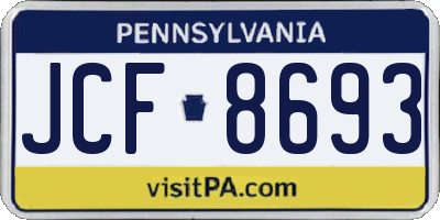 PA license plate JCF8693