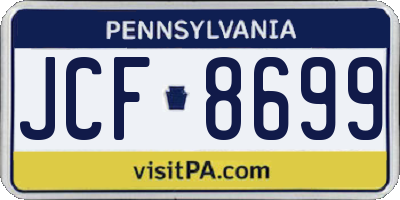 PA license plate JCF8699