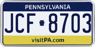 PA license plate JCF8703