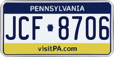 PA license plate JCF8706