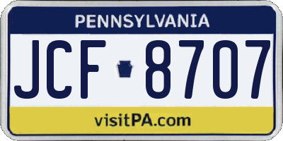 PA license plate JCF8707