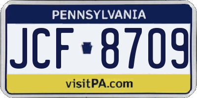 PA license plate JCF8709