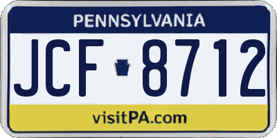 PA license plate JCF8712