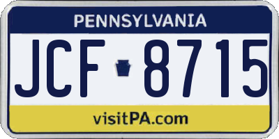 PA license plate JCF8715
