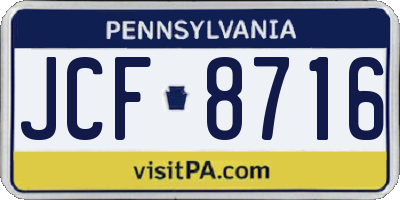 PA license plate JCF8716