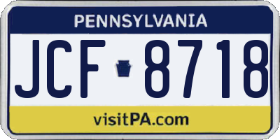 PA license plate JCF8718