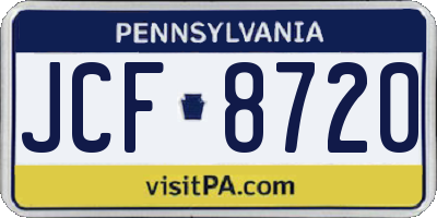 PA license plate JCF8720