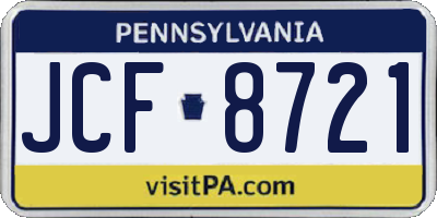 PA license plate JCF8721