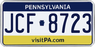 PA license plate JCF8723