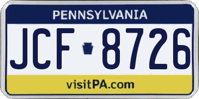 PA license plate JCF8726