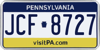 PA license plate JCF8727
