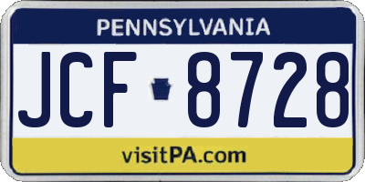 PA license plate JCF8728