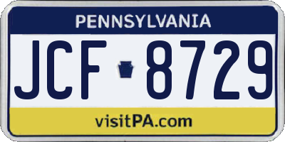 PA license plate JCF8729
