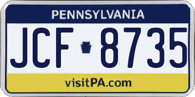 PA license plate JCF8735