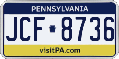 PA license plate JCF8736