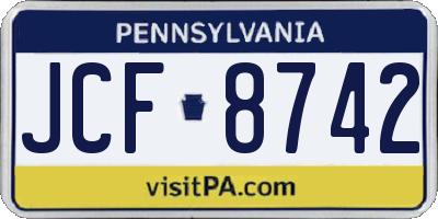 PA license plate JCF8742