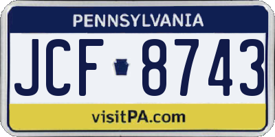 PA license plate JCF8743